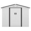 8' x 8' Outdoor Storage Shed, Metal Garden Shed with Double Sliding Doors, 4 Air Vents, Tool Storage House Shed for Yard, Patio, Lawn, White+Gray