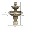 48inches Outdoor Concrete Floor Water Fountain with Submersible Electric Pump for Yard Patio Lawn Home Decor
