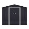 6 x 8 Ft Outdoor Storage Shed, Patio Steel Metal Shed w/Lockable Sliding Doors, Vents, Yard Tool House for Bike Lawnmower, Dark Gray