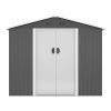 6 x 8 Ft Outdoor Storage Shed, Patio Steel Metal Shed w/Lockable Sliding Doors, Vents, Yard Tool House for Bike Lawnmower,Light Gray