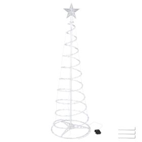 5 Ft Lighted Spiral Christmas Tree Light Cool White 182 LED Outdoor Yard Decor (Color: As Picture)