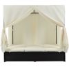 U_STYLE Outdoor Patio Wicker Sunbed Daybed with Cushions, Adjustable Seats