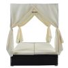 U_STYLE Outdoor Patio Wicker Sunbed Daybed with Cushions, Adjustable Seats