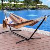 Double Hammock with Space Saving Steel Stand Includes Portable Carrying Case and Head Pillow, 450 Pounds Capacity