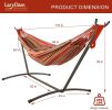 Double Hammock with Space Saving Steel Stand Includes Portable Carrying Case and Head Pillow, 450 Pounds Capacity